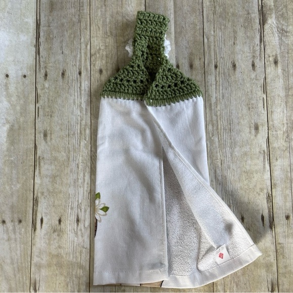 Crochet Top Puppy & Daisies Hanging HandTowel Daisy Flower Top Single Thickness - Picture 4 of 5